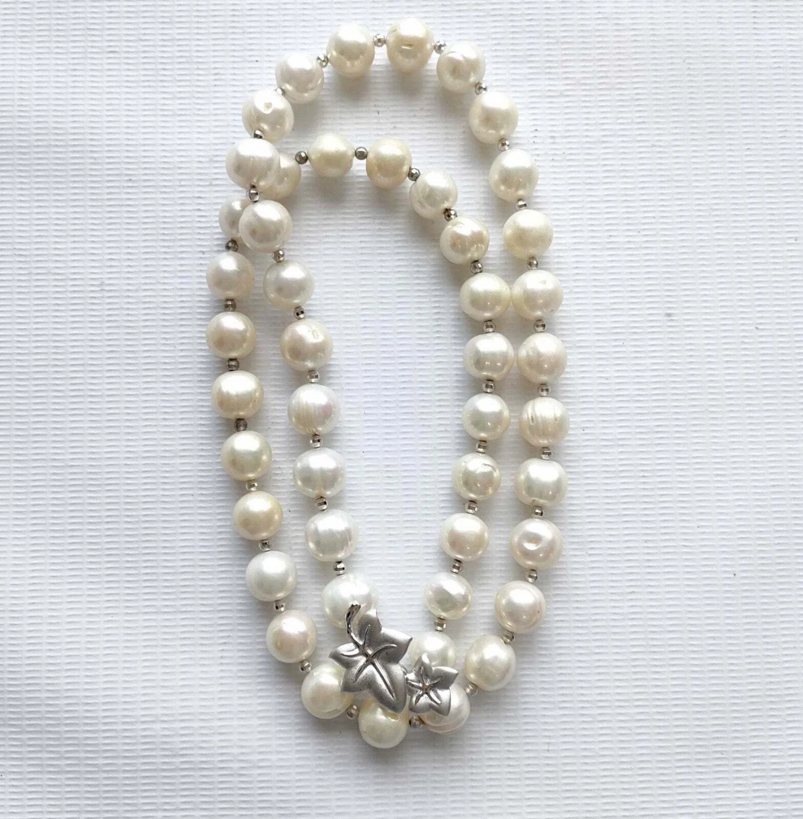 Cultured Pearl Necklace Bracelet 10–11mm Silver 925 Clasp 95.9g