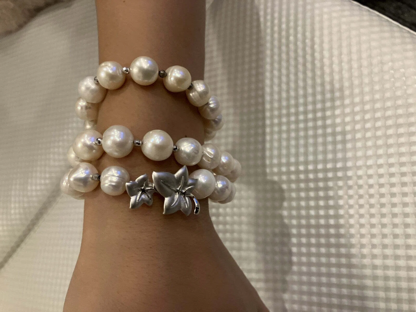 Cultured Pearl Necklace Bracelet 10–11mm Silver 925 Clasp 95.9g