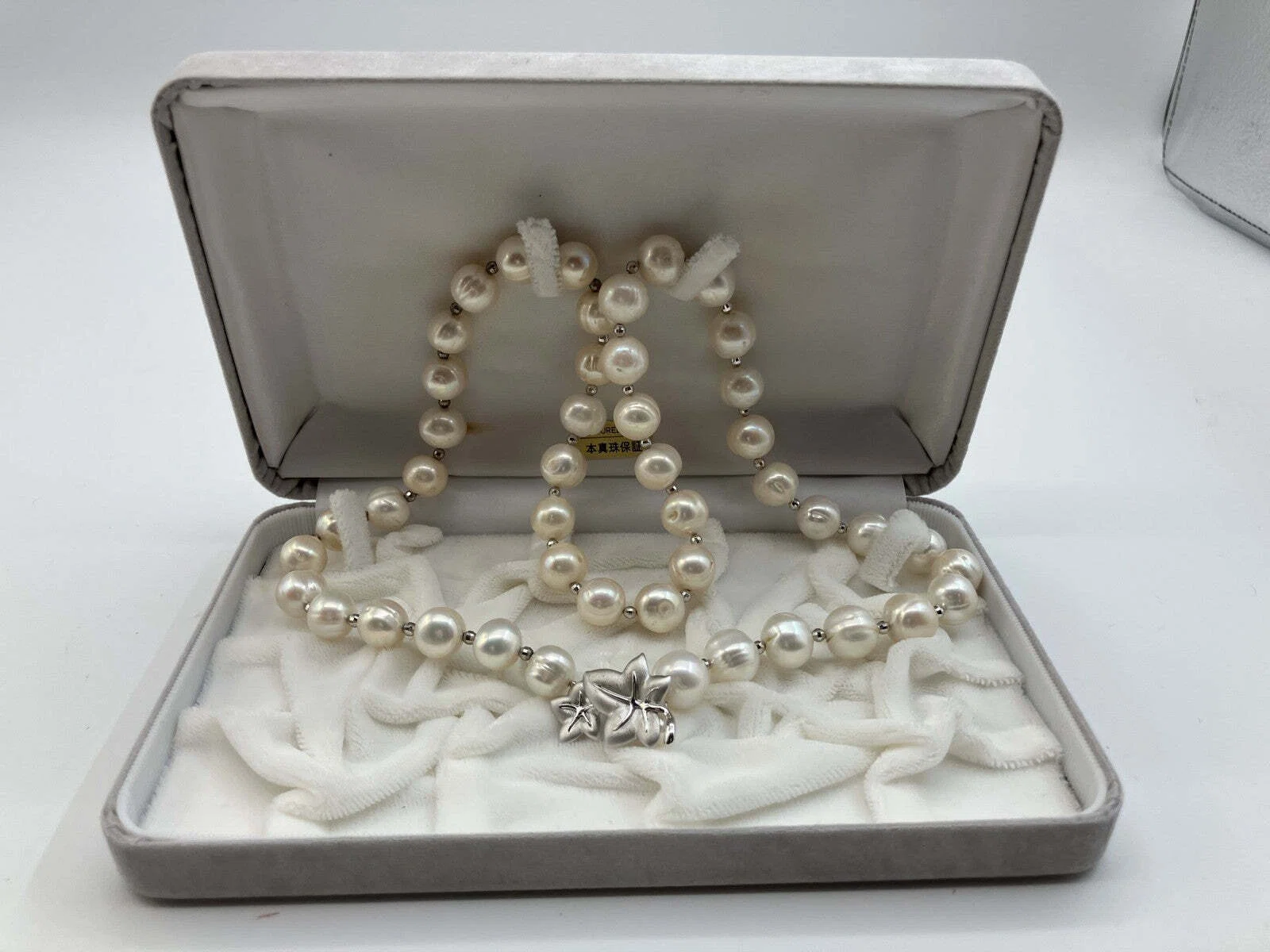 Cultured Pearl Necklace Bracelet 10–11mm Silver 925 Clasp 95.9g