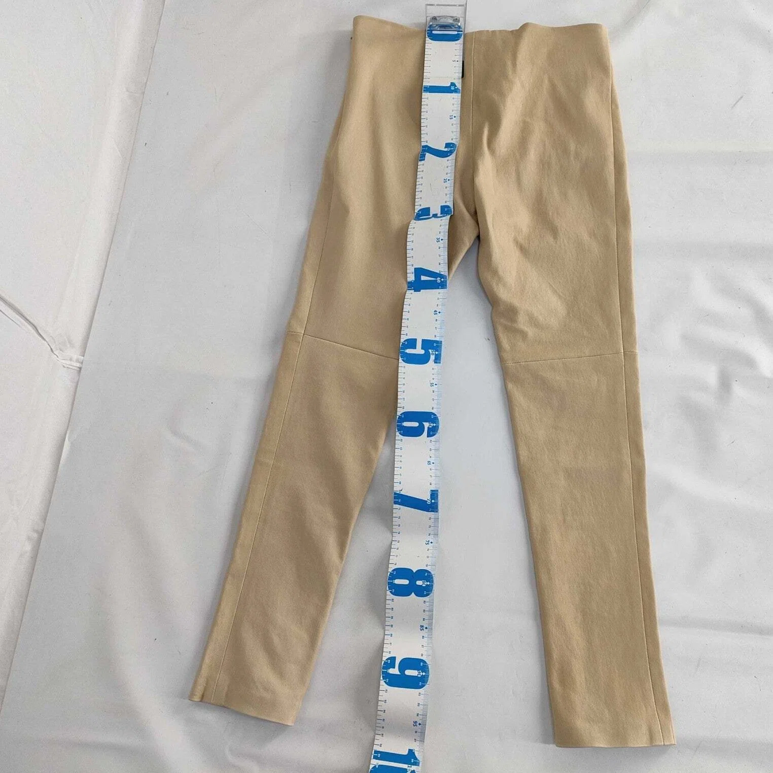 BALENCIAGA Lamb Leather Pants Beige Size 38 Genuine Leather Zip 
