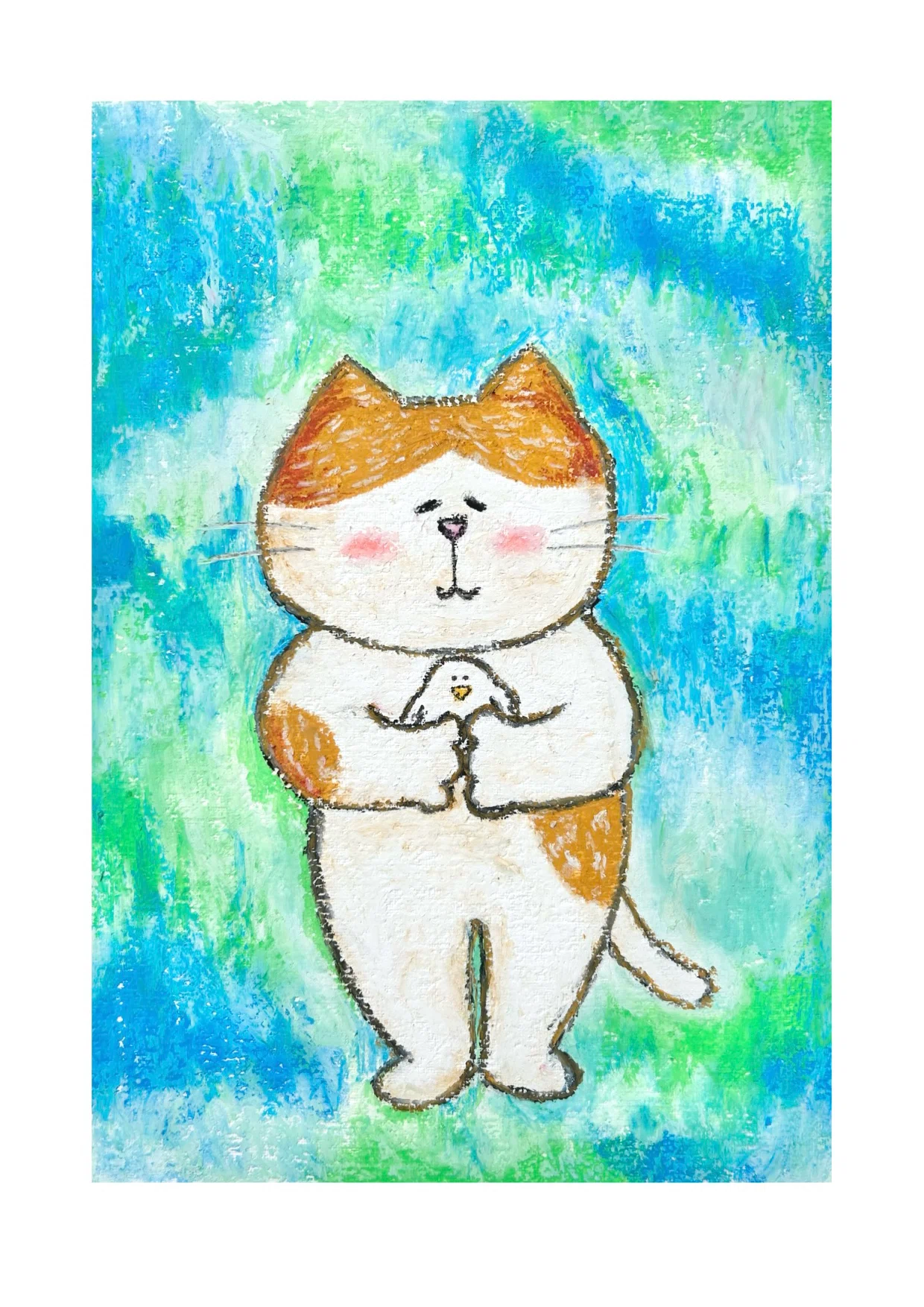 クレヨン画 鳥と猫の絵 私がもう一度絵を描くきっかけになった「100点のアートクレヨン画展
