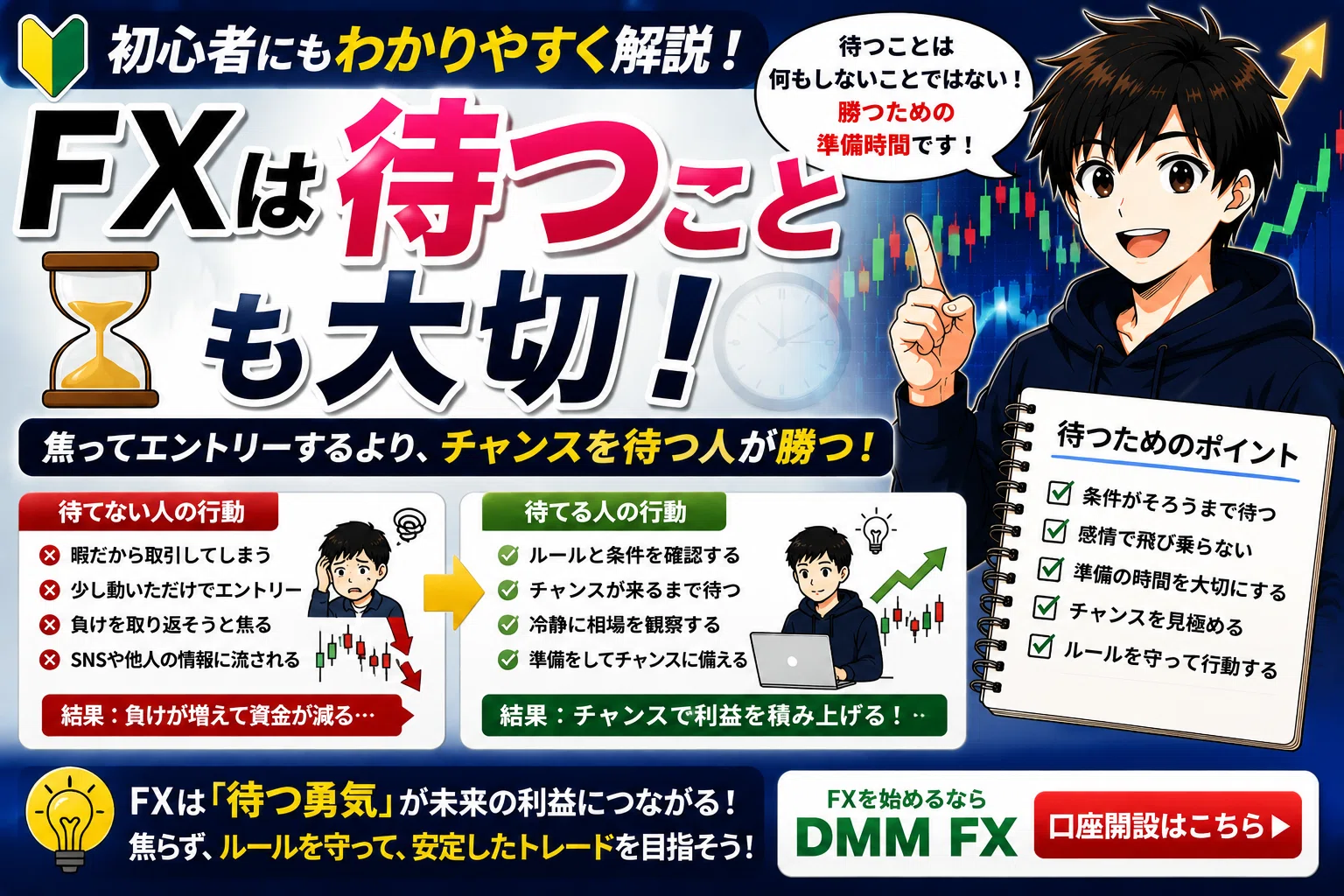 FXは待つことも大切｜初心者にもわかりやすく解説｜FX初心者ガイド