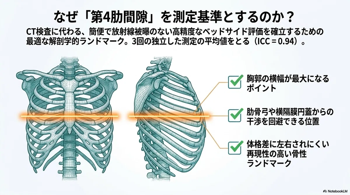 COPD 胸郭構造の変形（構造）：胸郭比（TTD/ATD）と横隔膜移動距離の