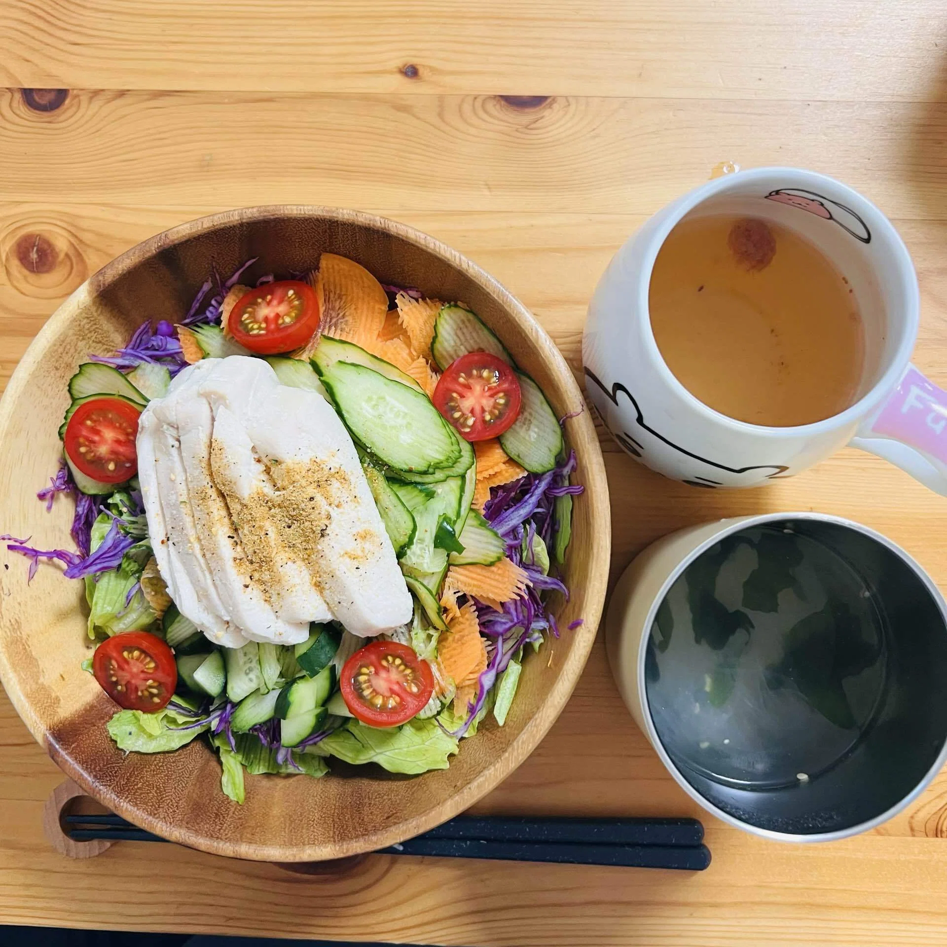 低温調理の鶏むね中華風サラダ🥗｜7/9みじんこダイエット日記