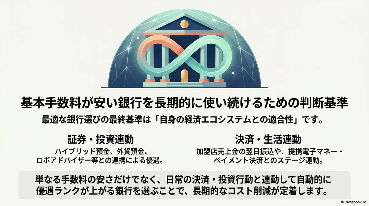 基本手数料が安い銀行を長期的に使い続けるための判断基準
