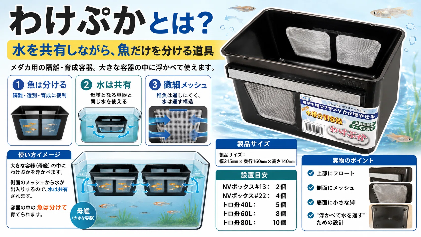 わけぷか」がすごい。メダカの“容器増えすぎ問題”を解決する神グッズ