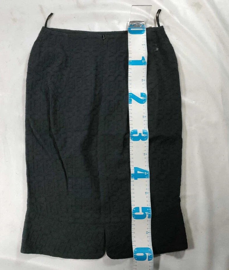 FENDI Zucca Skirt Black Logo Knee Length Back Zip Ladies Italy