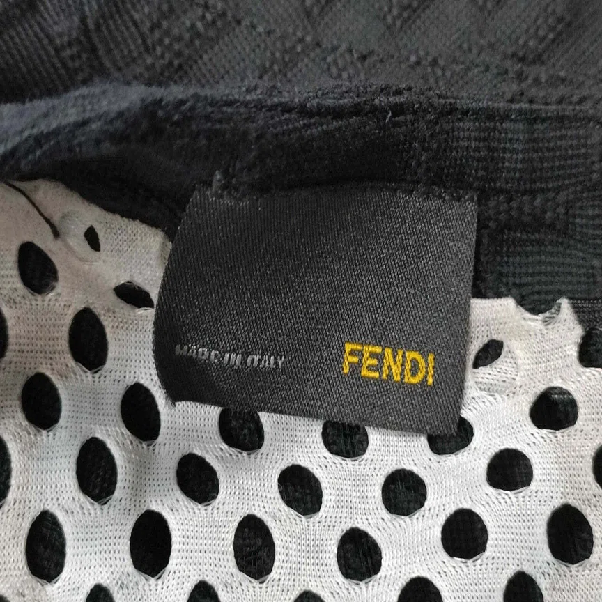 FENDI Zucca Skirt Black Logo Knee Length Back Zip Ladies Italy 