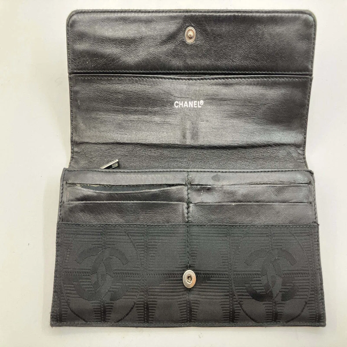CHANEL New Travel Line Long Wallet Black Nylon CC Italy 6830506 