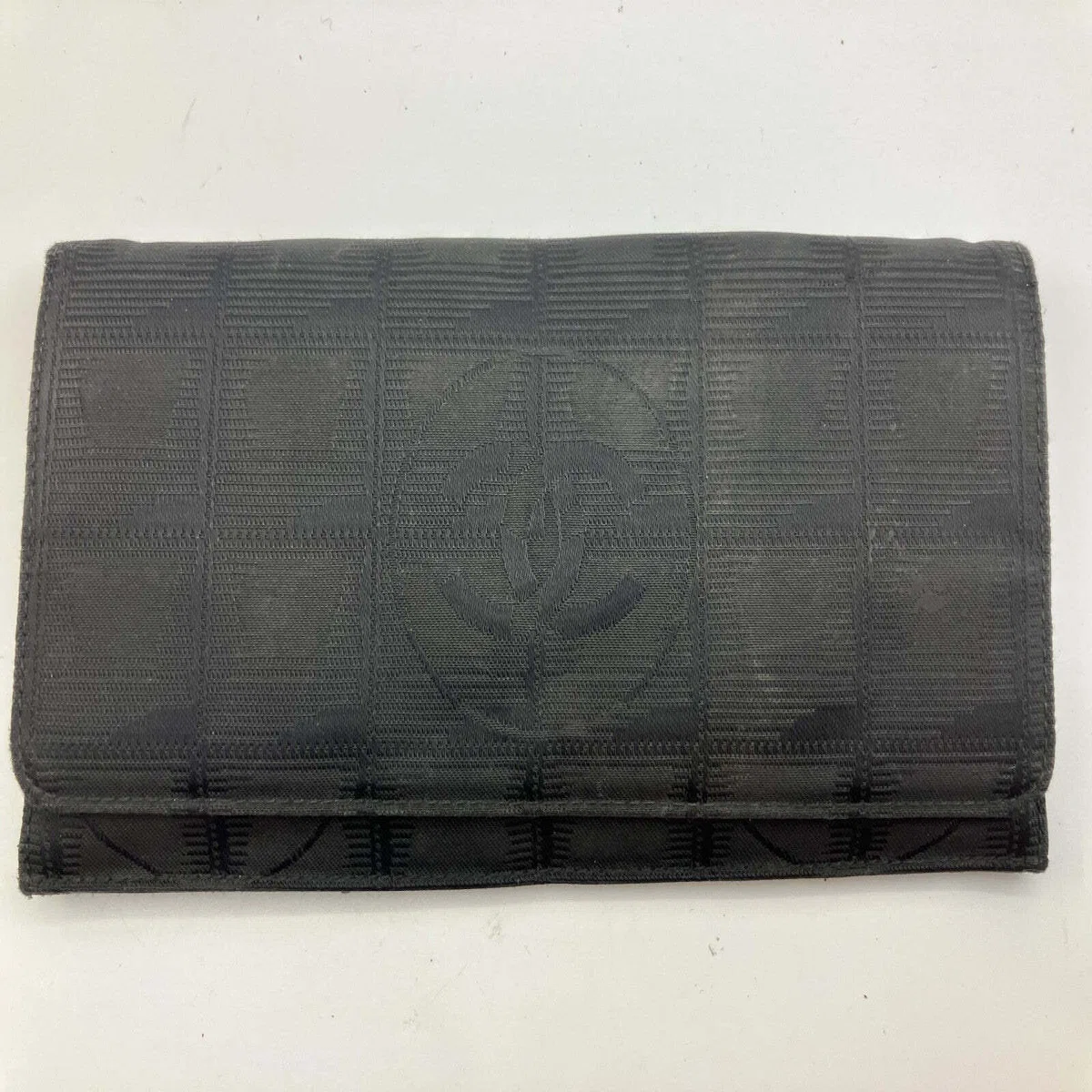 CHANEL New Travel Line Long Wallet Black Nylon CC Italy 6830506 