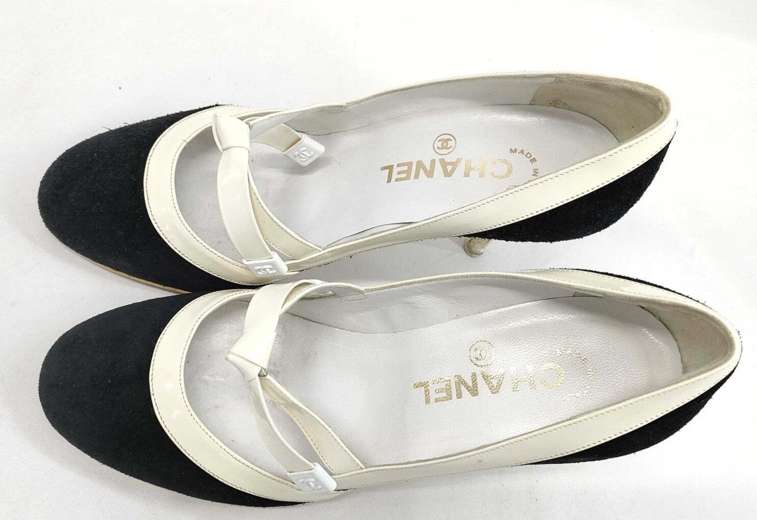 CHANEL Patent & Suede Pumps (JP 23.1)(US 6.25)(EU 36.5) Black 