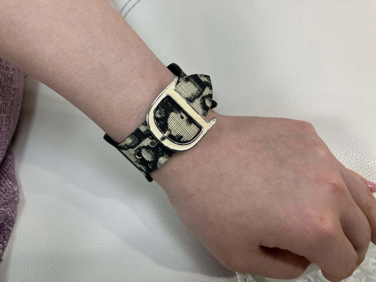 Christian Dior Oblique Trotter Canvas Bracelet D Buckle Wristband