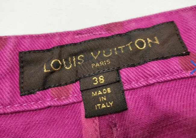 Louis Vuitton Pink Denim Mini Skirt Size 38 Polka Dot Embroidery 