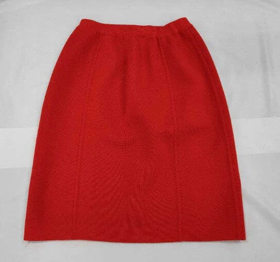 CHANEL 赤 タイトスカート 38　廃盤 CHANEL Red Knit Skirt Elastic Waist Made in Italy Vintage Women's