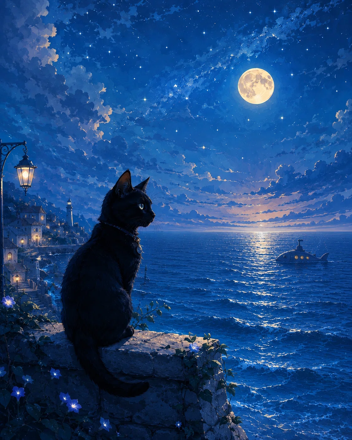 海の幻想 連作【黒猫が案内する摩訶不思議な世界】ChatGPTで描く非日常