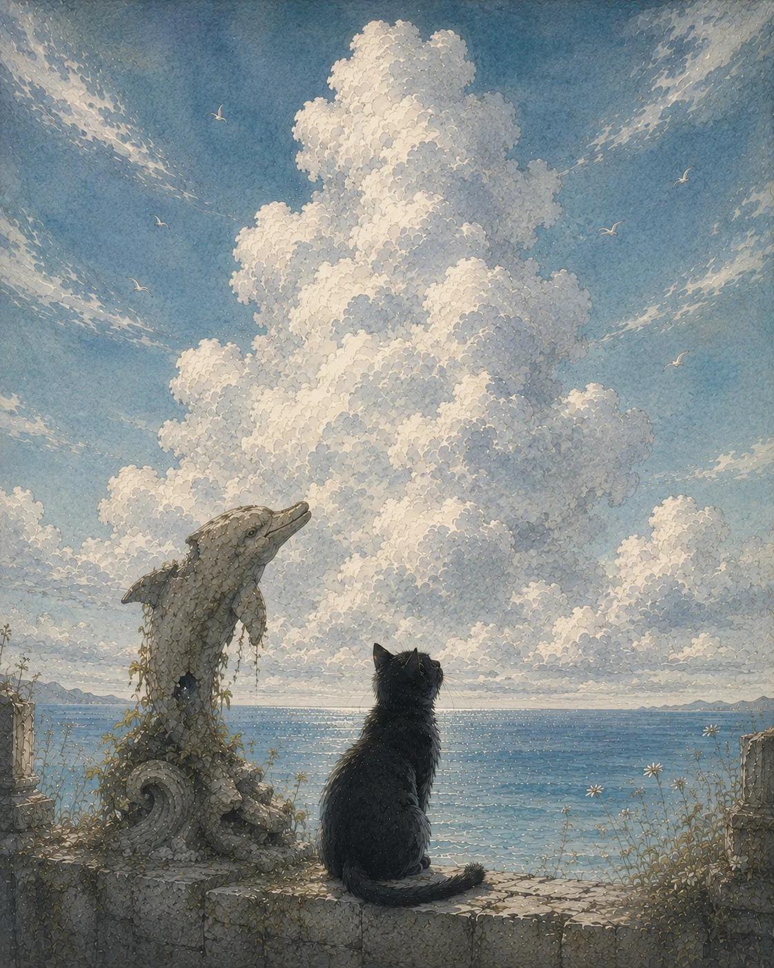 海の幻想 連作【黒猫が案内する摩訶不思議な世界】ChatGPTで描く非日常