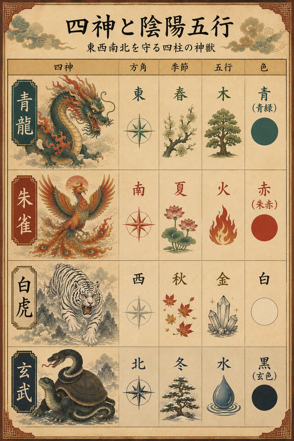 【中国神話】四神とは？ 東西南北を守る四柱の神獣｜華流案内人 AKI