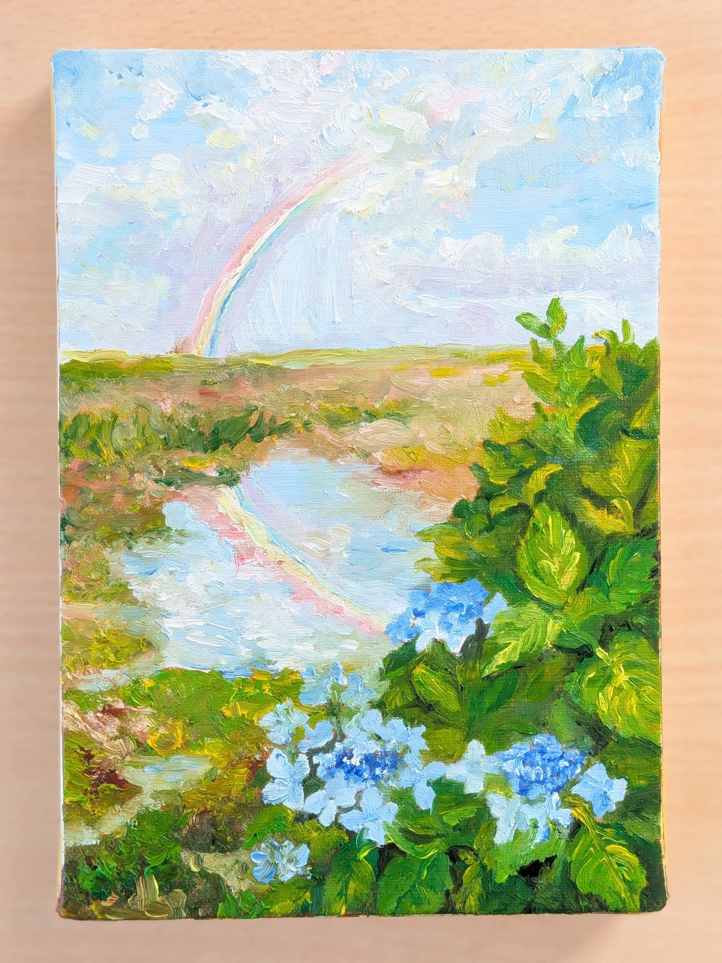 油絵日記｜わたしのキャンバスは1つ前の季節〜雨上がりの紫陽花