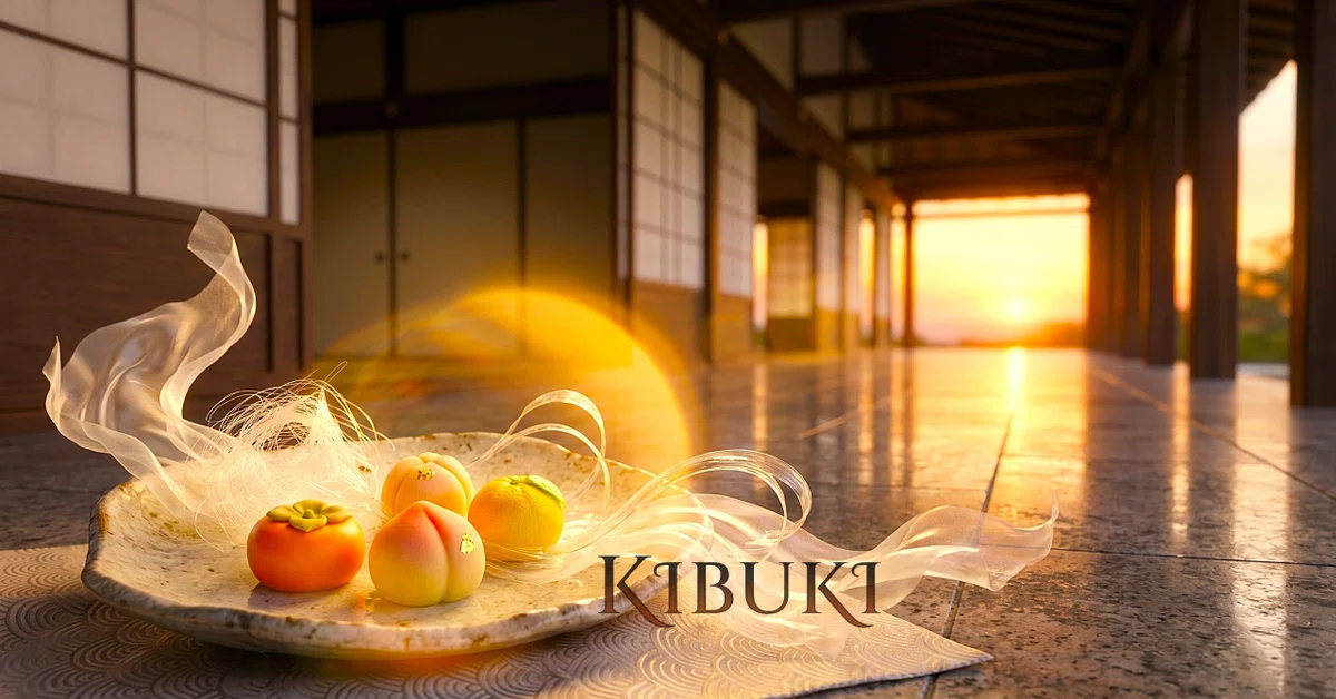 和の温かみを意識した和菓子の彩り｜幻想空間アート｜KIBUKI｜AIアート