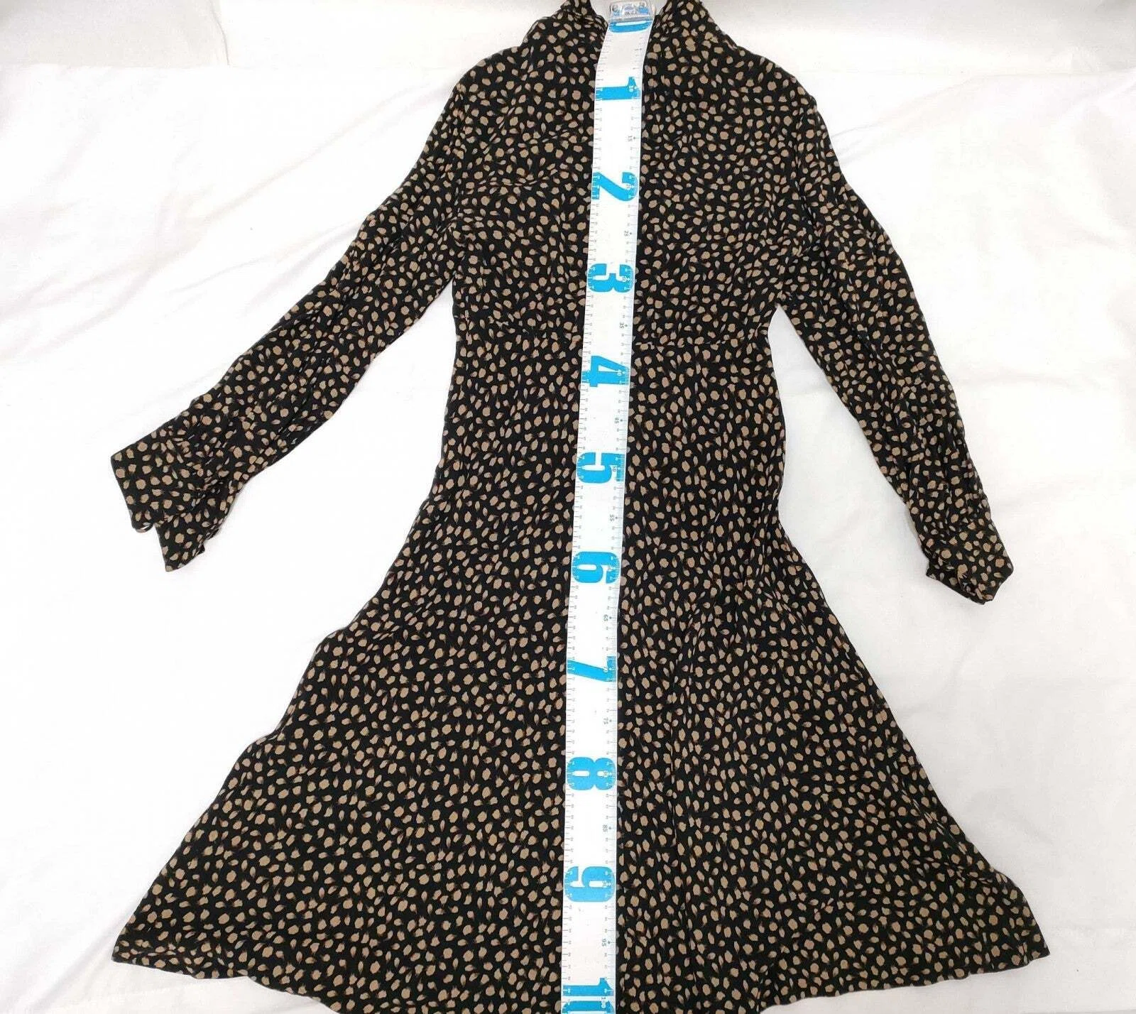 Chloé Black Patterned Dress Bow Tie Long Sleeve Women