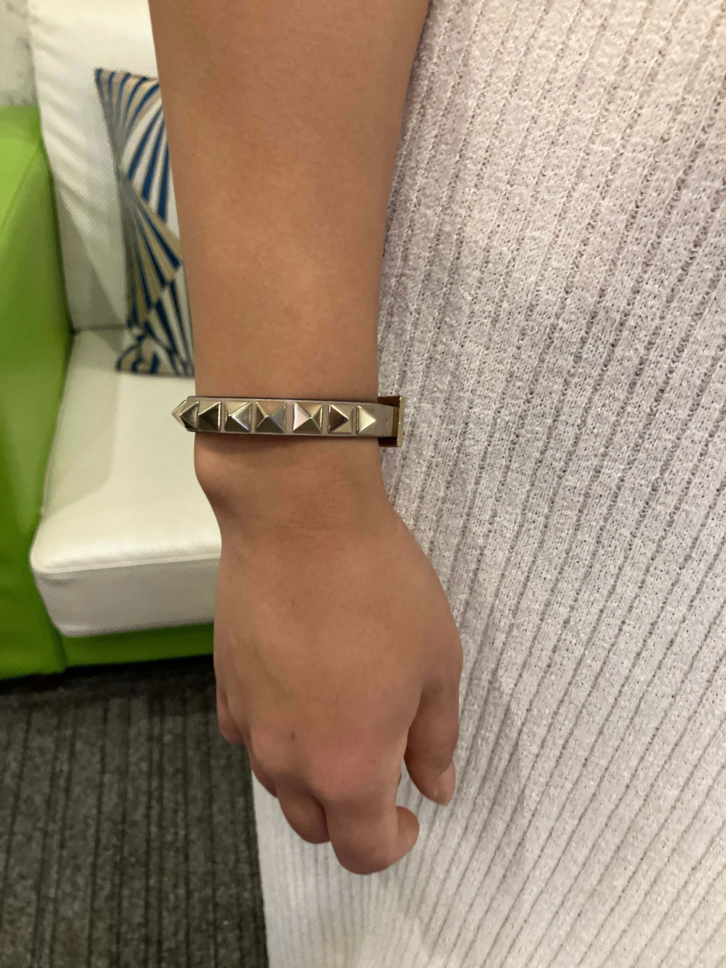 VALENTINO Rockstud Leather Bracelet Gold Studs Extra 2 Links Box