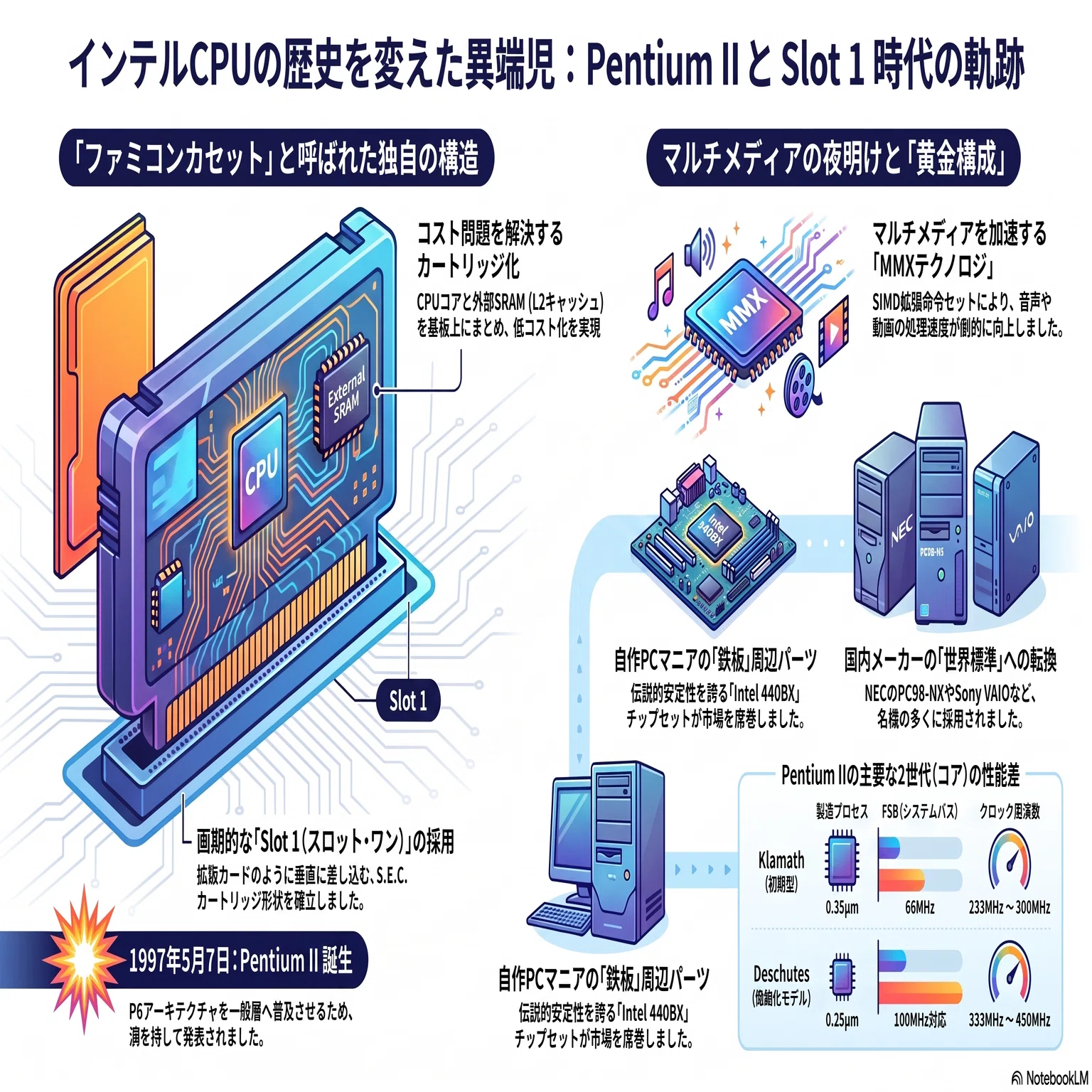 インテルCPUの歴史を変えた異端児「Pentium II」と、激動のSlot 1時代