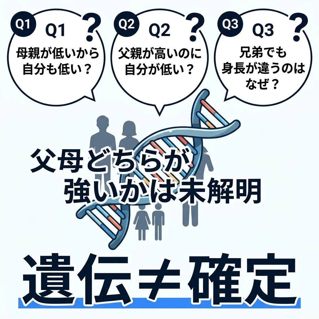 身長の遺伝は母親と父親どちらが強いのか?163cmだった僕が遺伝を超えて5.5cm変わった話|ユウキ|身長を伸ばす研究所
