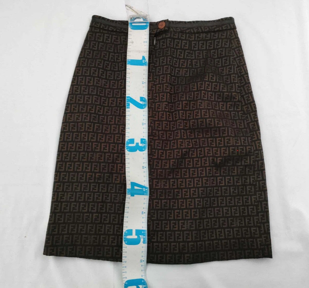 FENDI Zucca FF Logo Skirt Size M Brown Knee Length Back Zip FENDI 