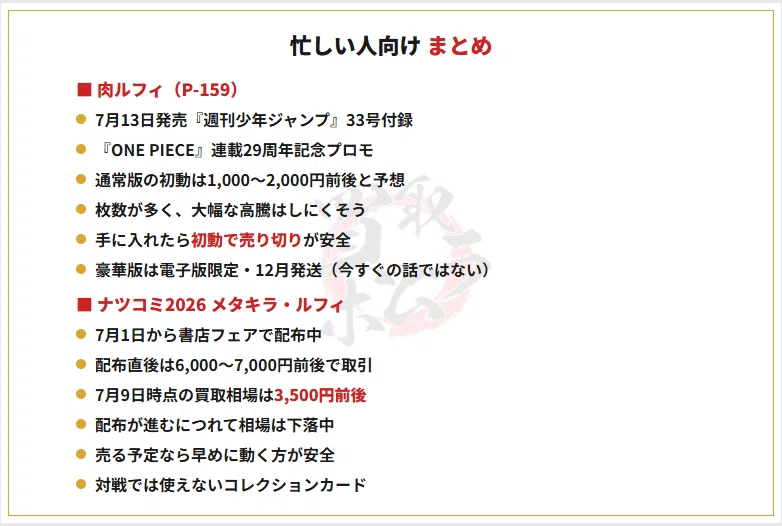 2026年最新】肉ルフィ＆ナツコミ メタキラの買取相場は？買取屋が本音