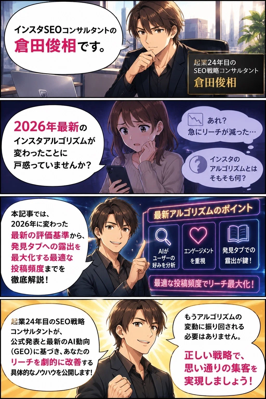 インスタアルゴリズムのオリジナル4コマ