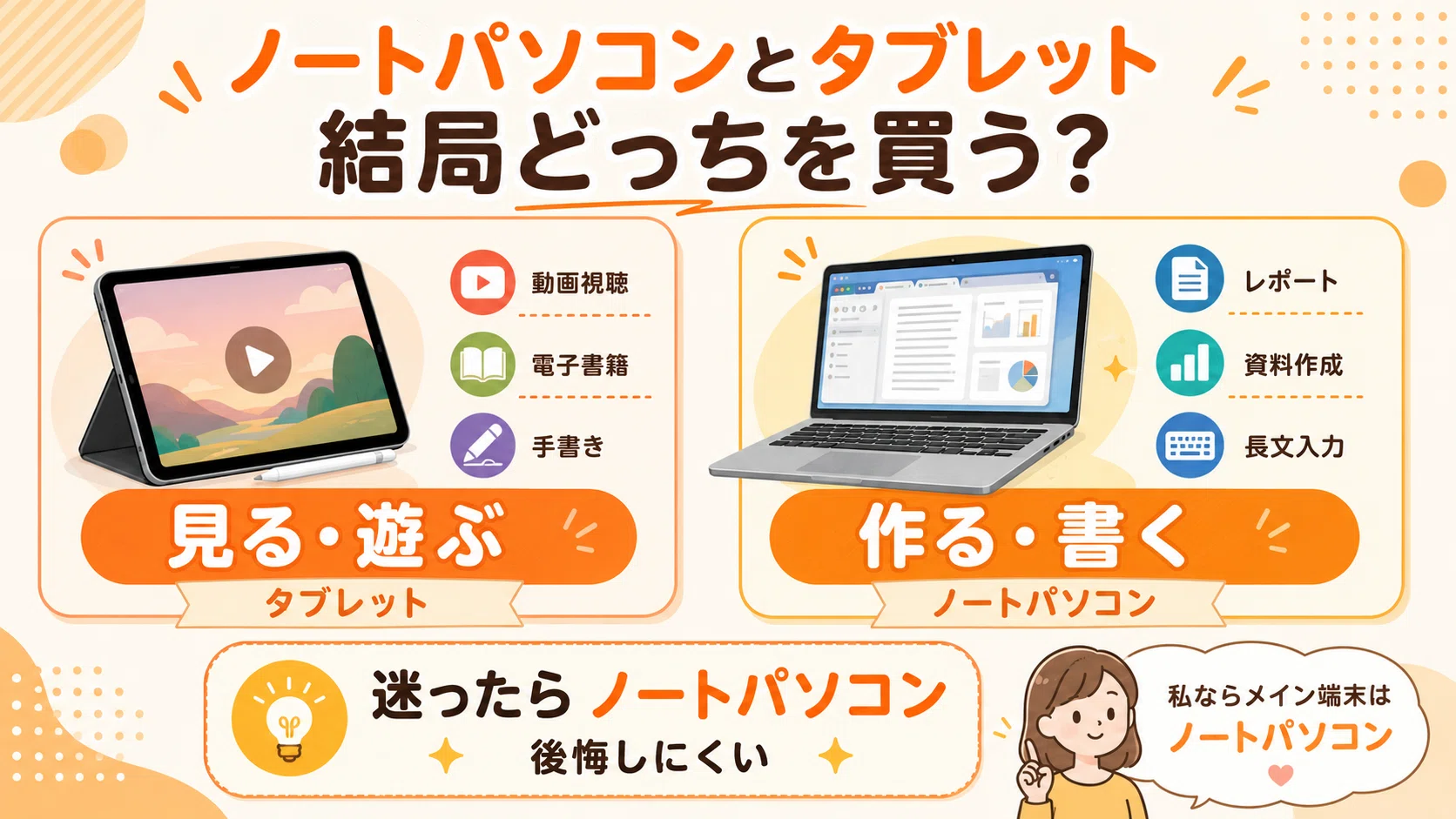 ノートパソコンとタブレットの違い｜安い方で十分？後悔しない選び方