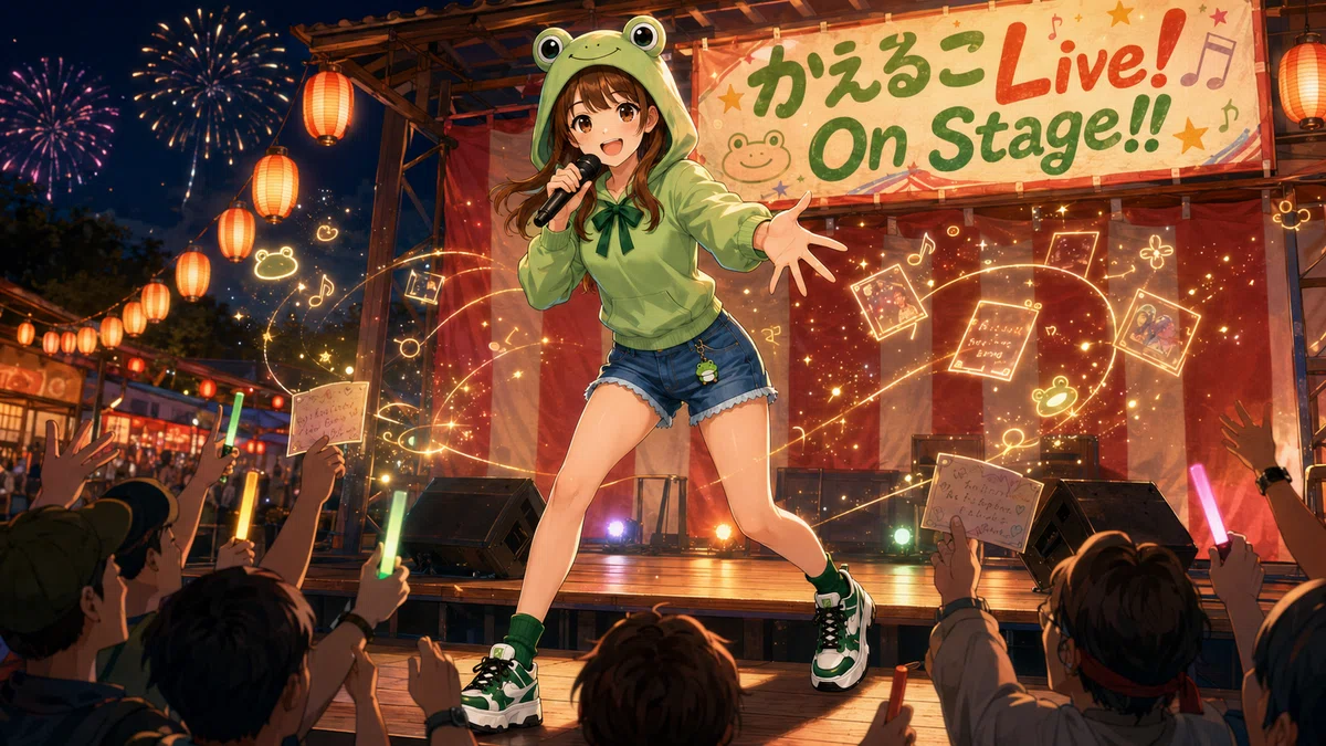 かえるこライブ、大盛り上がり🐸🎤 サイリウム持って参戦しちゃった