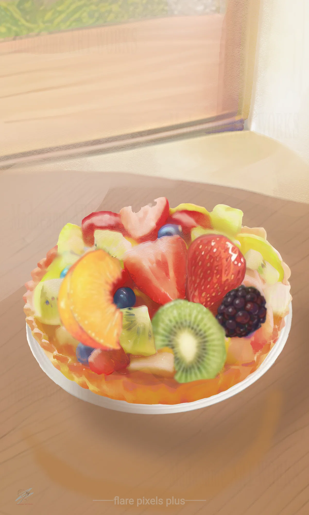 ♡たまみな♡水彩画　フルーツタルトと小鳥さん　値段は※900円です フルーツ・タルト〈109─Fruits tart〉｜斑目小夜 ─MadarameSayo─