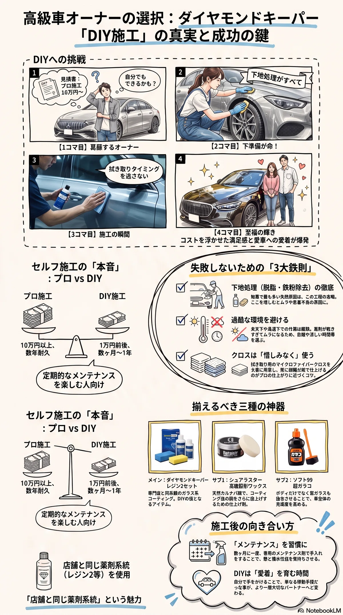 ダイヤモンドキーパーを自分で施工した高級車オーナーが、知恵袋で語っ 