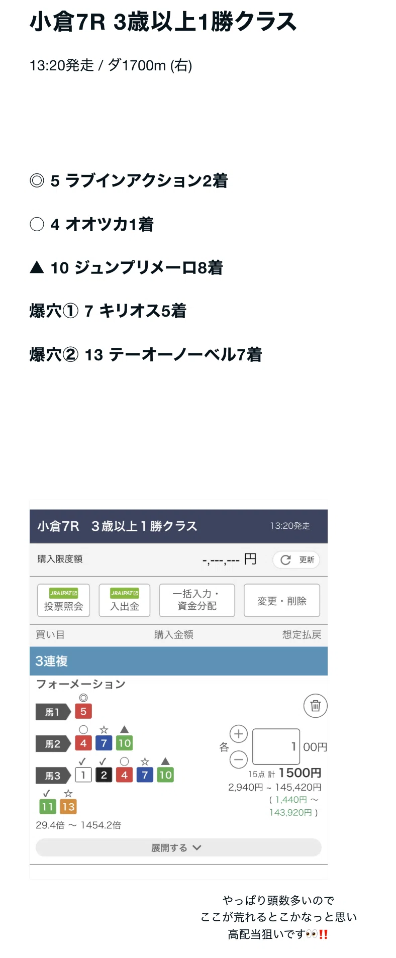 7/12 七夕賞-回顧🥲｜アイちゃんの気まぐれ競馬🏇重賞予想❤︎