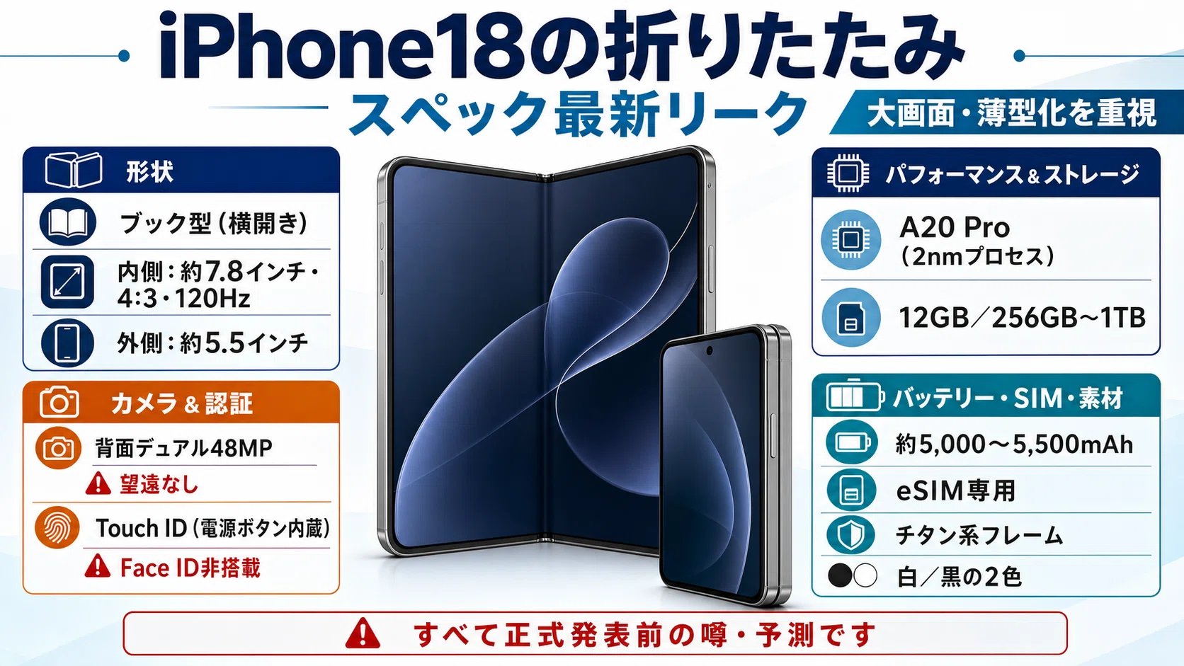 iPhone18の折りたたみはいつ発売？値段・スペックの最新リークまとめ