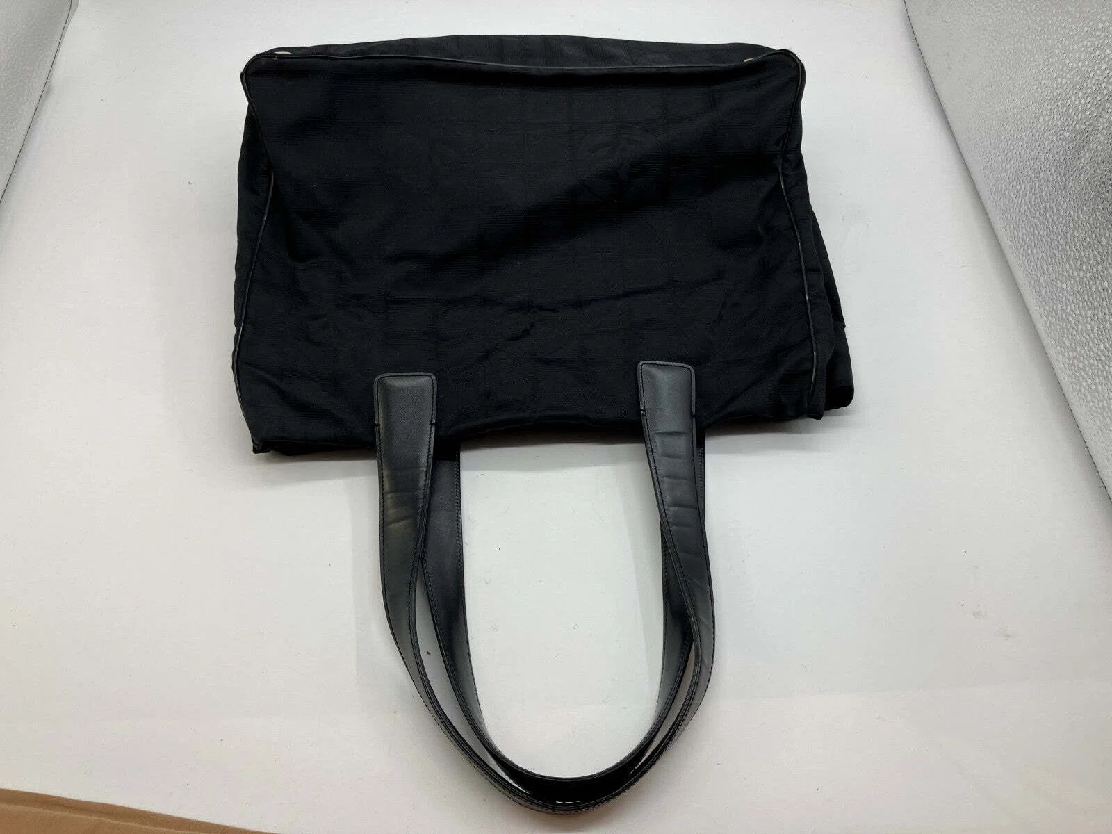 CHANEL New Travel Line Nylon Tote Bag Black Gold Hardware Serial 