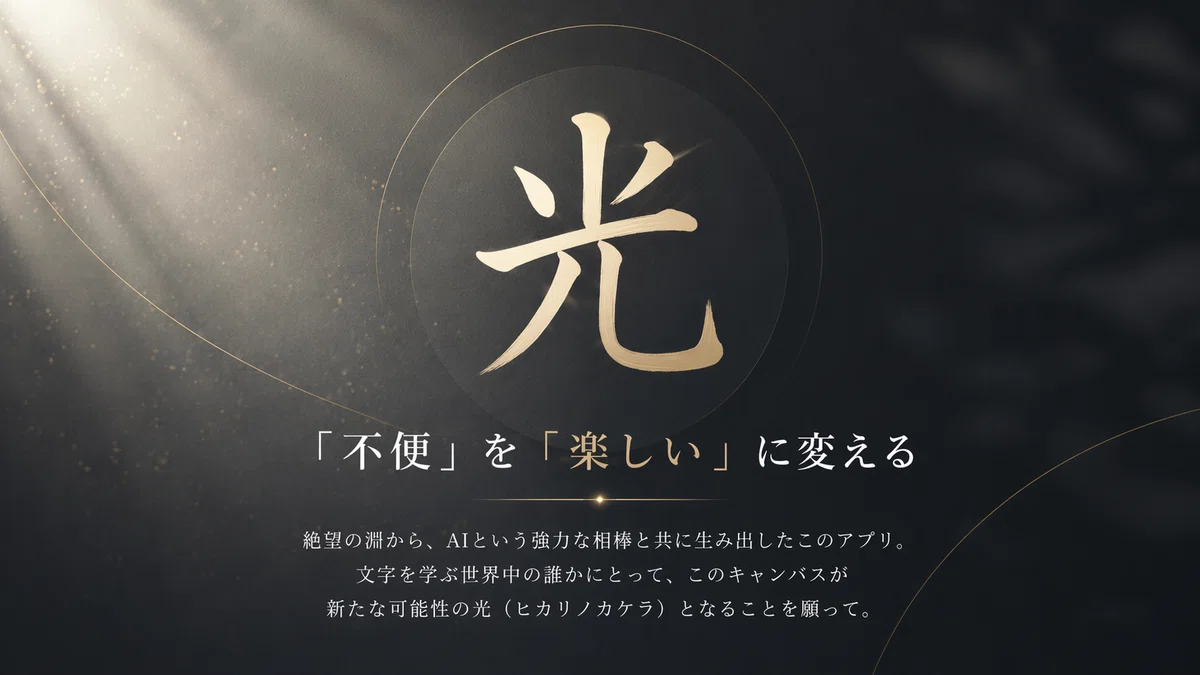 「未来へのメッセージ」を伝えるクロージングスライドです。誰もが自分らしく学び、表現できる社会への願いが、余韻を残すシンプルで美しいレイアウトの中に込められています。