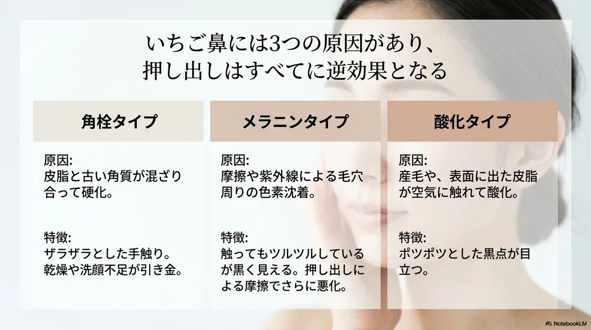 角栓の押し出しやめられない:そもそも、いちご鼻・黒ずみ毛穴はなぜできるのか