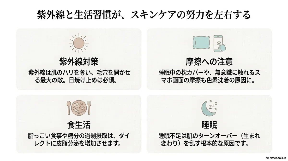 角栓の押し出しやめられない:毛穴ケアで意外と見落としがちなポイントの図解
