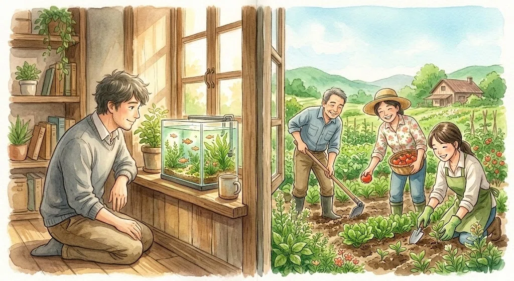 将来の不安を趣味で癒やす。外で動く「農業」と室内で育てる「養殖」の