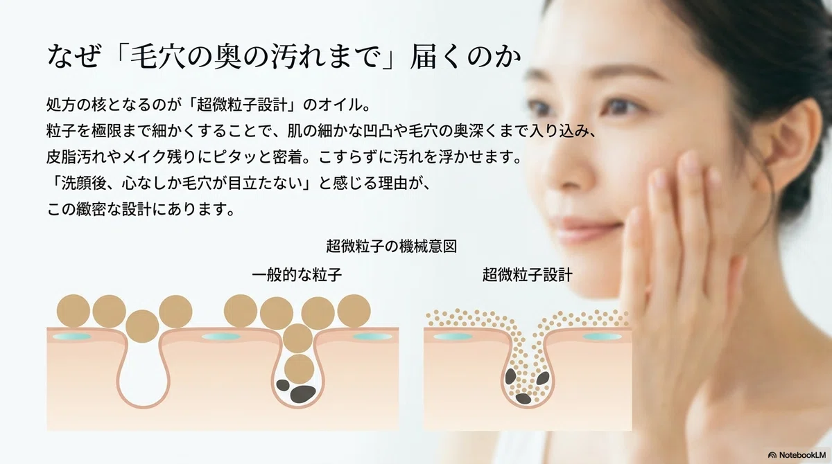 オルビス ザ：超微粒子設計で毛穴の奥までアプローチの図解
