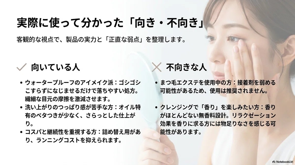 オルビス ザ：実際に使ってみて感じた本音（正直な弱点も含めて）の図解