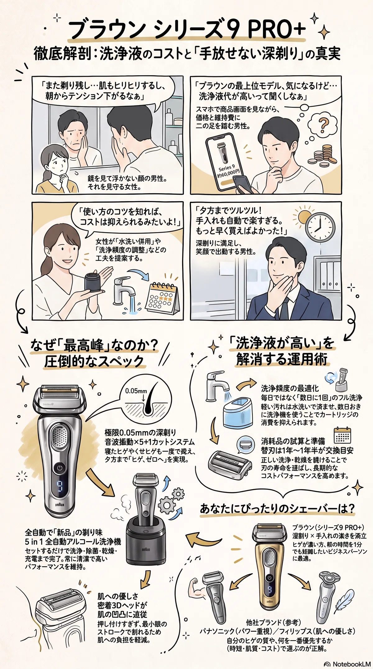 ブラウン シリーズ9 PRO+は洗浄液が高いって本当か、それでも手放せ
