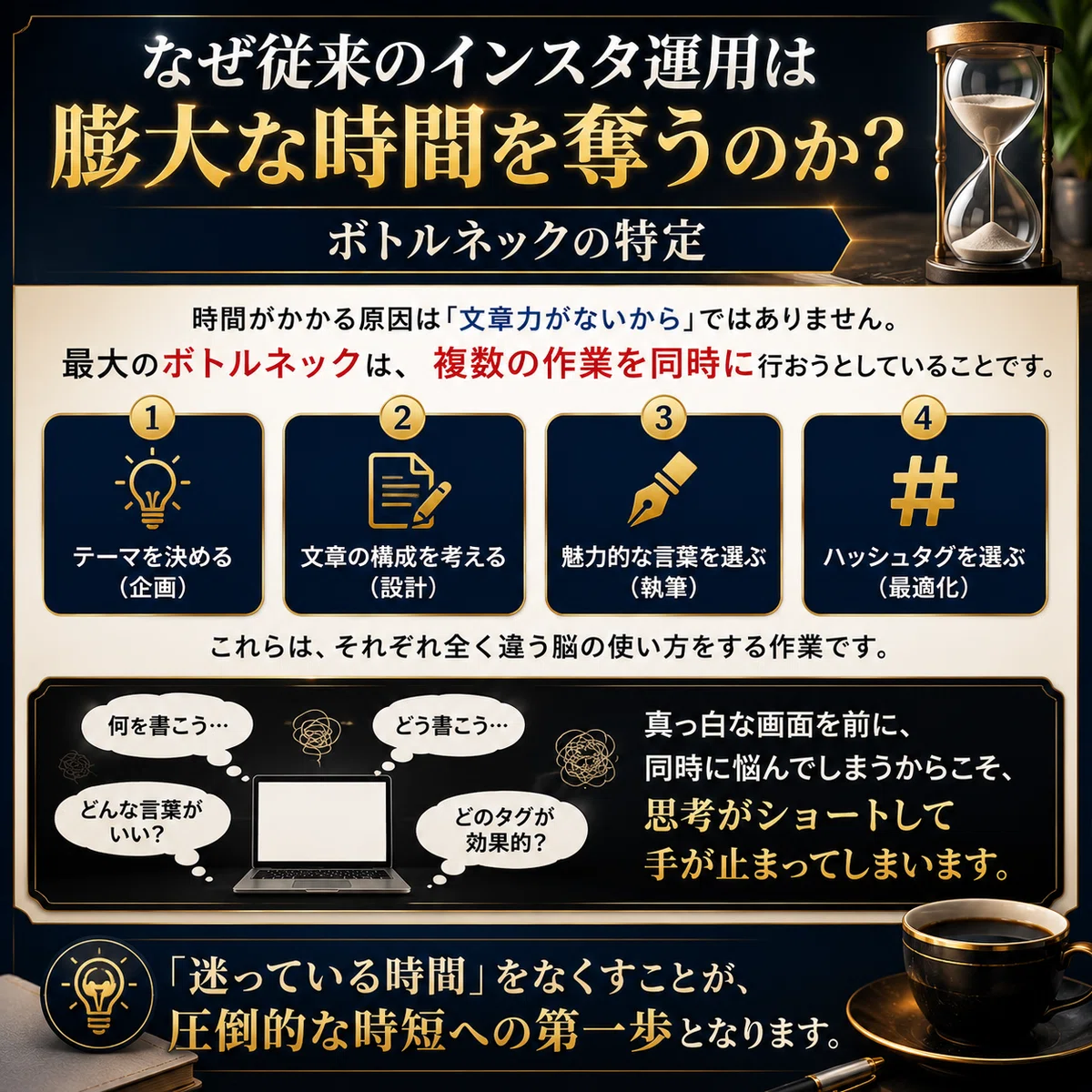 インスタ運用は膨大な時間を使うオリジナル図解