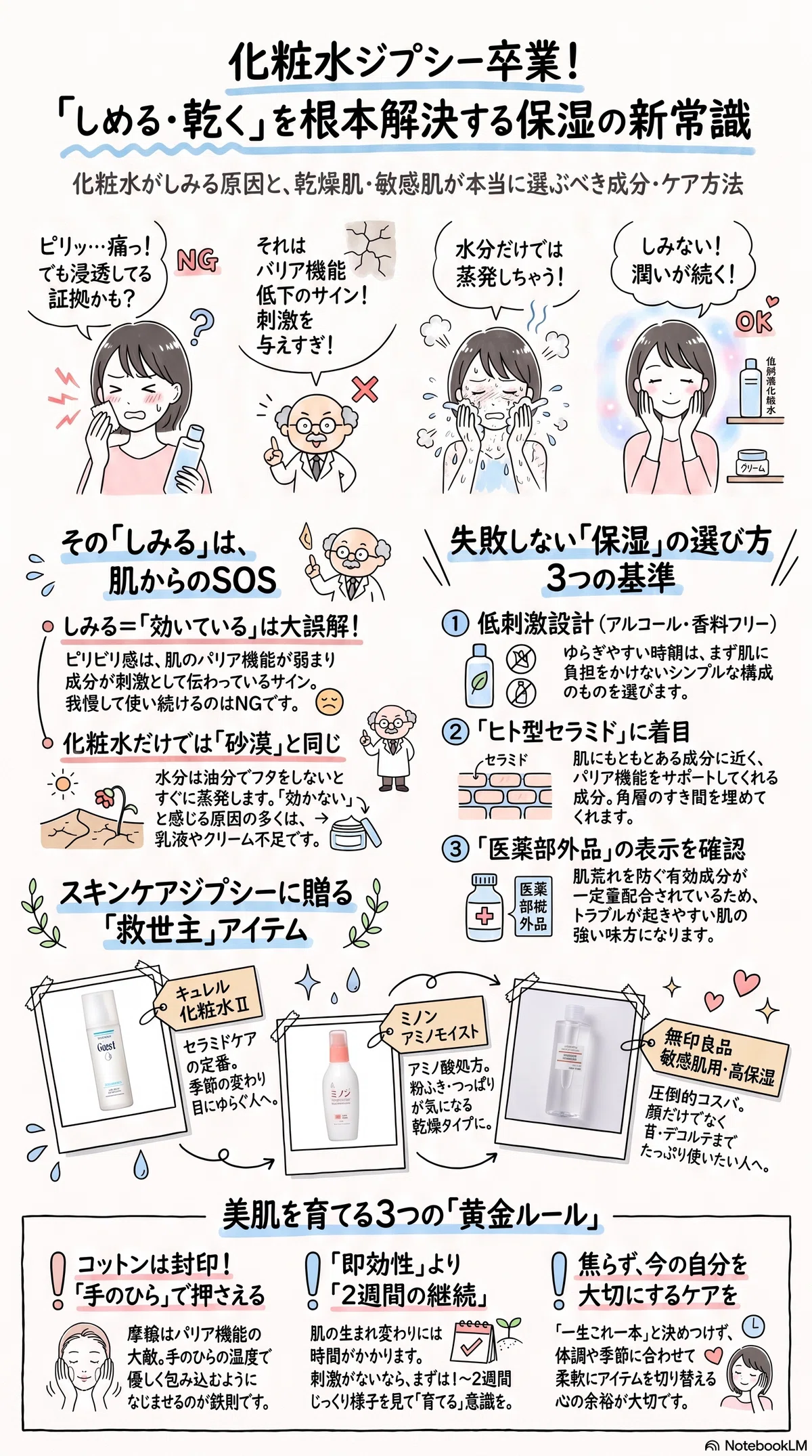 化粧水の要点をまとめたインフォグラフィック