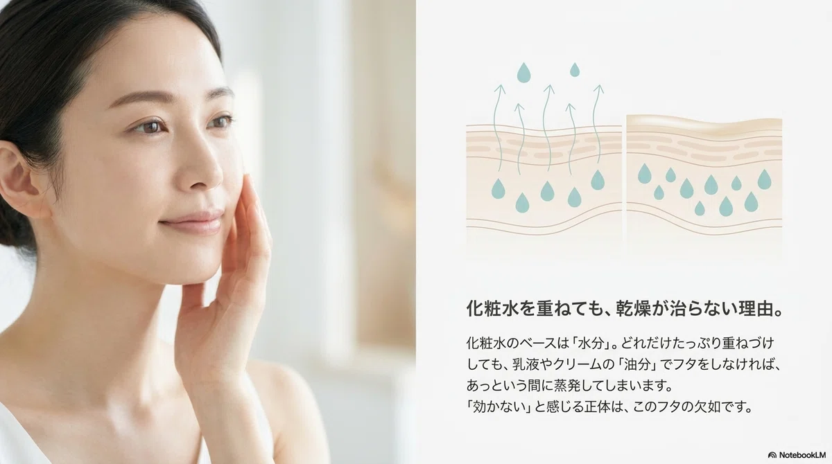 乾燥肌なのに化粧水が効かないと感じる本当の理由の図解