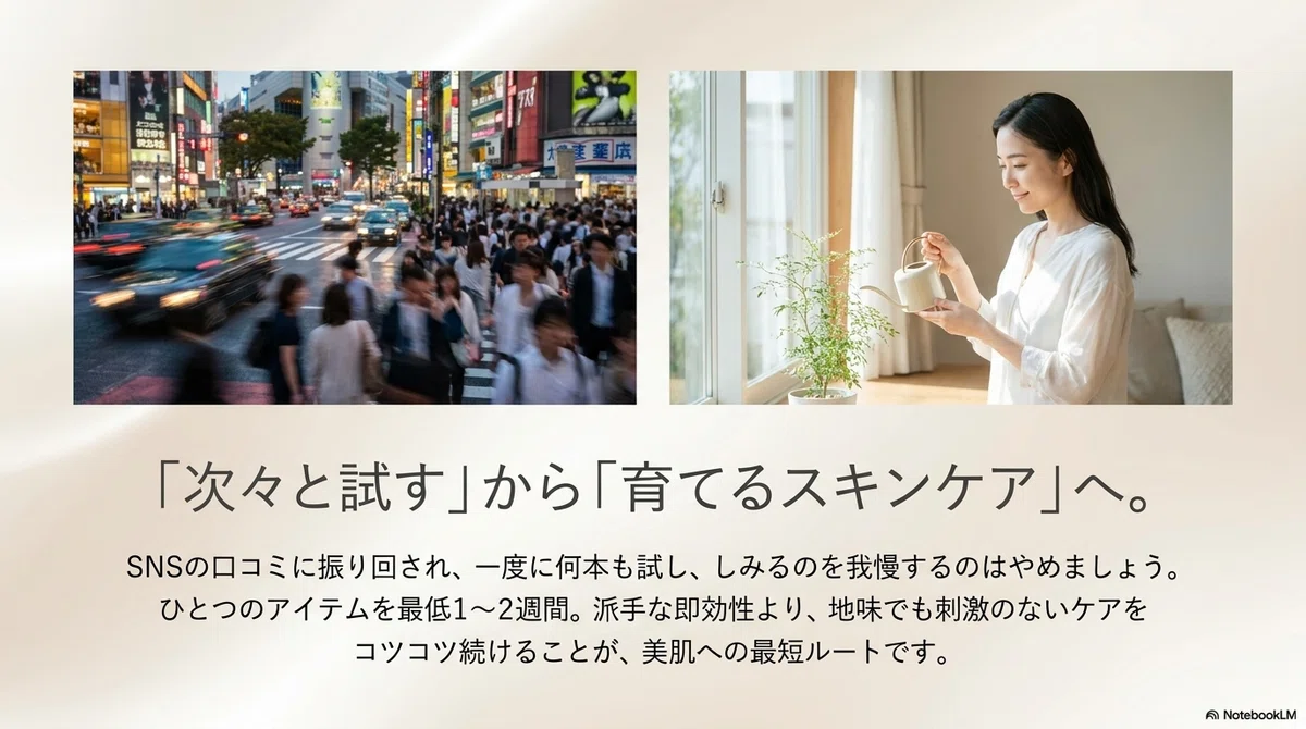 化粧水：『育てるスキンケア』という考え方の図解