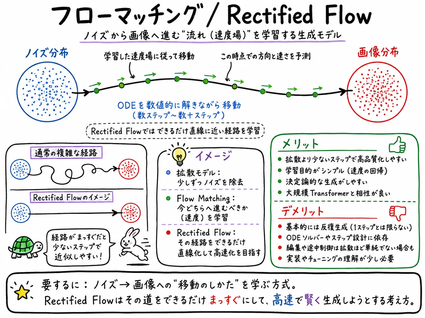 最近の画像生成AIは何が違う？拡散・Flow Matching・Drifting・Koopman