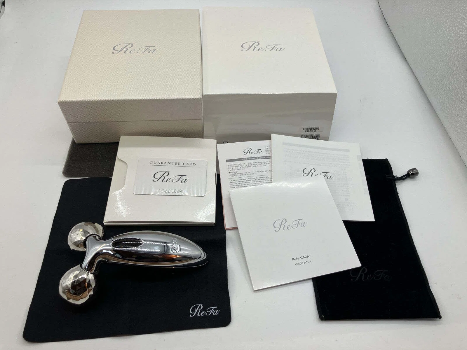 ReFa CARAT Facial Roller Silver MTG Beauty Massager w/ Box Card
